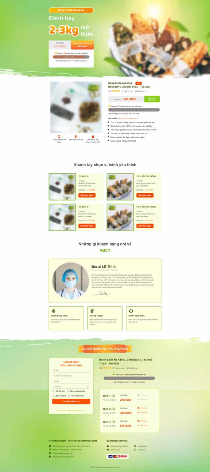 Theme wordpress lading pape bánh giảm cân