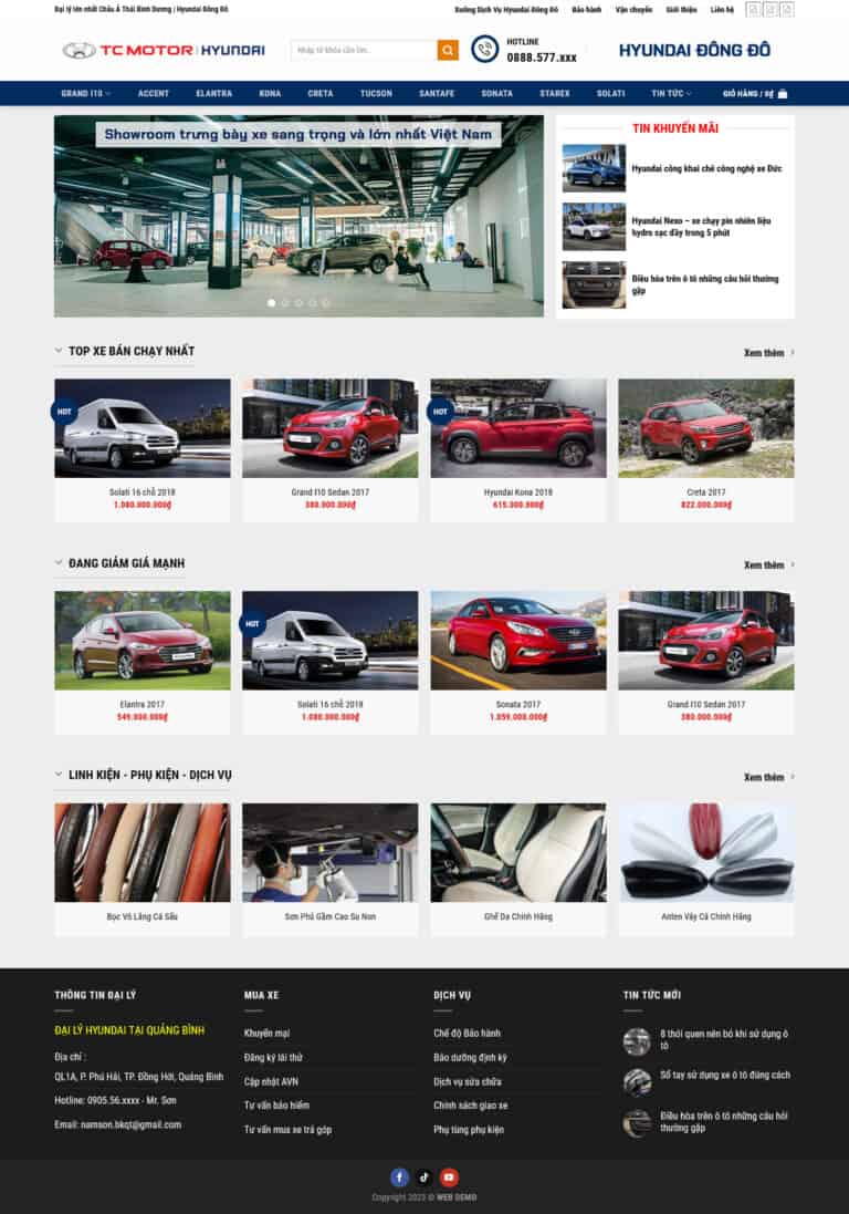 Theme wordpress bán oto hyundai 2